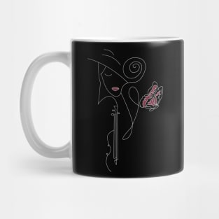 Abstract Woman with Butterfly  - Line Art Drawing Mug